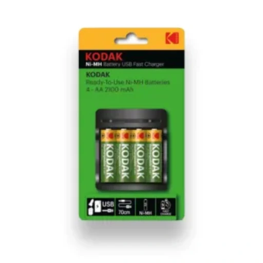[7112] Kodak Rechargeable Battery Charger for AA & AAA + 4 Free Batteries