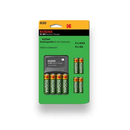 Kodak Rechargeable Battery Charger for AA & AAA + 8 Free Batteries